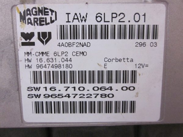 ECU MAGNETI MARELLI PEUGEOT IAW6LP2.01 / HW9647498180