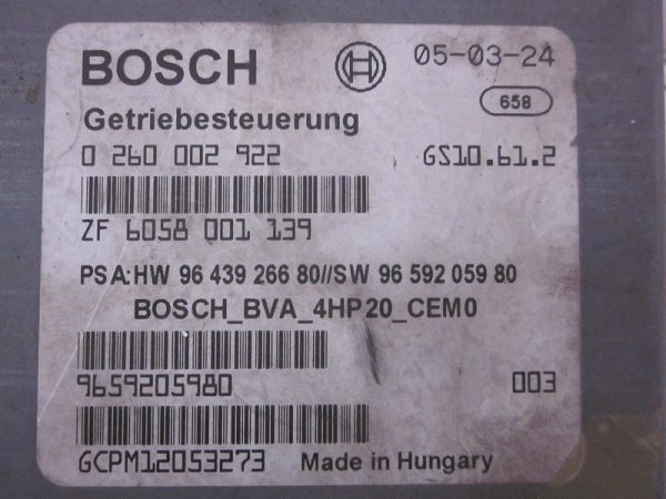 ECU BOSCH PSA 0260002922 / ZF6058001139