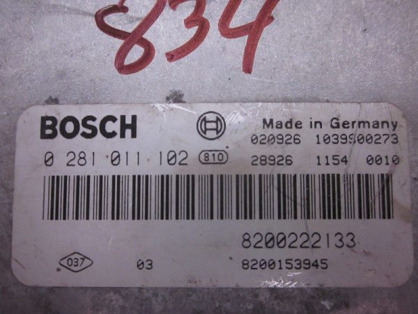 ECU BOSCH RENAULT 0281011102 / 8200222133 / 8200153945