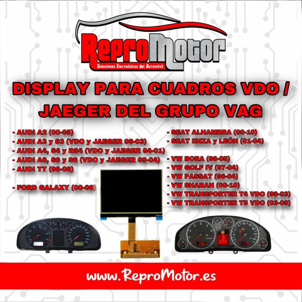 PANTALLA DISPLAY LCD CUADRO VDO, JAEGER PARA AUDI Y VOLKSWAGEN